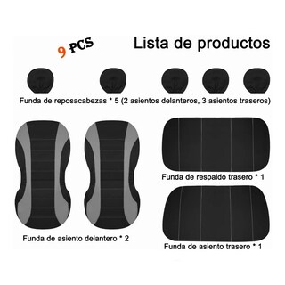 Foto 3 | Foto 3 | Set Funda De Asiento Lab.g Coche De Poliéster Universal Para 5 Asientos Gris