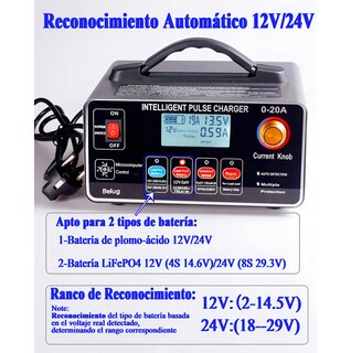 Foto 4 | Foto 4 | Cargador De Batería Inteligente De 12 V 24 V 20 A 400 W Gris
