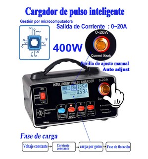 Foto 5 | Foto 5 | Cargador De Batería Inteligente De 12 V 24 V 20 A 400 W Gris
