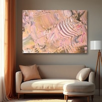 Cuadro Decorativo Abstracto 80x120 Ocre Rosado