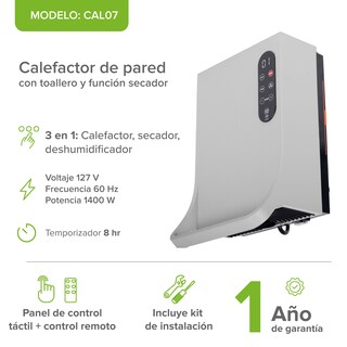 Foto 3 | Foto 3 | Calefactor De Pared 3 En 1 Con Toallero Secador Y Deshumidificador Avera Cal07