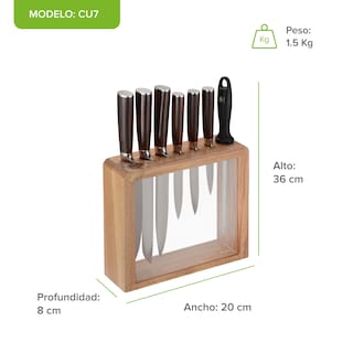 Foto 2 | Foto 2 | Juegos De Cuchillos 7 Piezas En Acero Inoxidable Con Base De Madera Avera Cu7