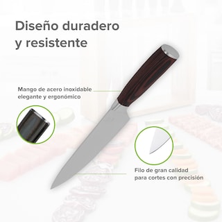 Foto 5 | Foto 5 | Juegos De Cuchillos 7 Piezas En Acero Inoxidable Con Base De Madera Avera Cu7
