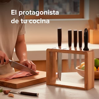 Foto 6 | Foto 6 | Juegos De Cuchillos 7 Piezas En Acero Inoxidable Con Base De Madera Avera Cu7