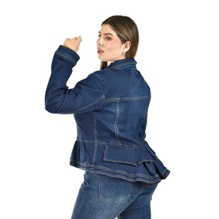 Foto 4 | Foto 4 | Chamarra de Mezclilla con Olanes Roman Fashion Azul para Mujer