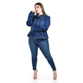Foto 5 | Foto 5 | Chamarra de Mezclilla con Olanes Roman Fashion Azul para Mujer