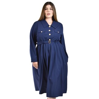 Foto 5 | Foto 5 | Vestido Camisero con Cinturón Roman Fashion Azul para Mujer