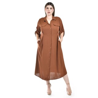 Foto 5 | Foto 5 | Vestido Camisero Midi Roman Fashion Café para Mujer
