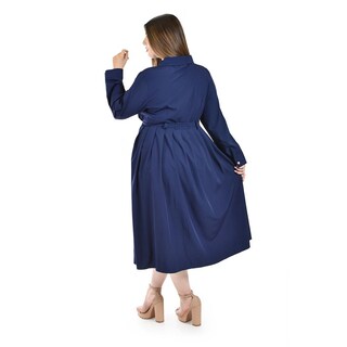Foto 3 | Foto 3 | Vestido Camisero con Cinturón Roman Fashion Azul para Mujer