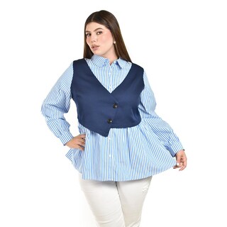Foto 4 | Foto 4 | Camisa con Chaleco Roman Fashion Azul para Mujer