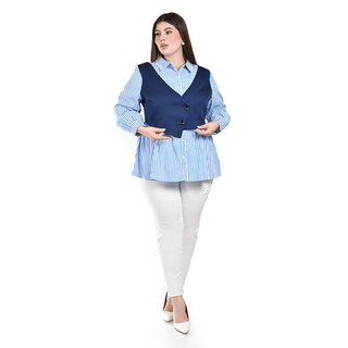 Foto 5 | Foto 5 | Camisa con Chaleco Roman Fashion Azul para Mujer