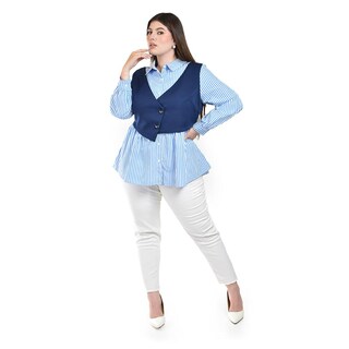 Foto 1 | Foto 1 | Camisa con Chaleco Roman Fashion Azul para Mujer