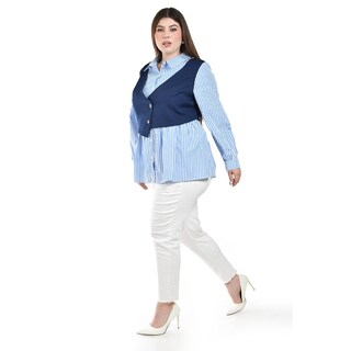 Foto 2 | Foto 2 | Camisa con Chaleco Roman Fashion Azul para Mujer