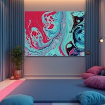 Cuadro Decorativo Abstracto 120x160cm Turquesa Neon