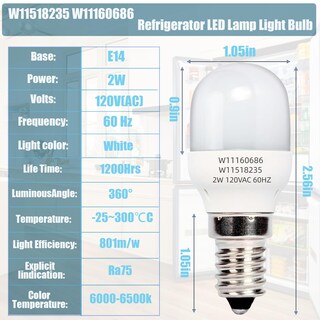Foto 2 | Foto 2 | Bombilla Led Para Refrigerador Czecheng W11518235 2w 120v - Venta Internacional.
