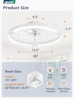 Foto 6 | Foto 6 | Ventilador De Techo Lediary De 20 Pulgadas Con Luz Regulable Y Control Remoto De 6 Velocidades - Venta Internacional.