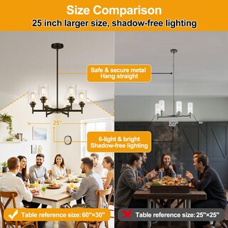 Foto 5 | Foto 5 | Chandelier Lynnoland Cristal Transparente 6 Luces Color Negro Comedor - Venta Internacional.