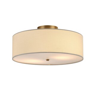 Foto 7 | Foto 7 | Lámpara De Techo Globe 60998 Latón Mate Y Lino Blanco 2 Luces - Venta Internacional.
