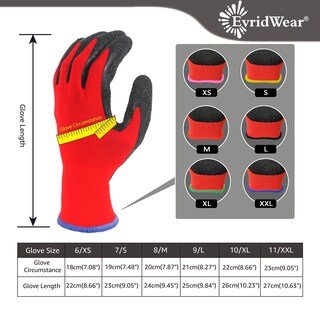Foto 3 | Foto 3 | Guantes Protectores Evridwear Xl Con Recubrimiento Texturizado De Látex 120 Pares Rojo - Venta Internacional.
