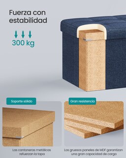 Foto 4 | Foto 4 | Banco de Almacenamiento SongmicsHome Azul 76 cm