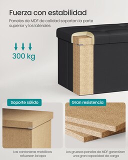Foto 4 | Foto 4 | Puff de Almacenamiento SongmicsHome Plegable con Acolchado Capacidad 300 kg
