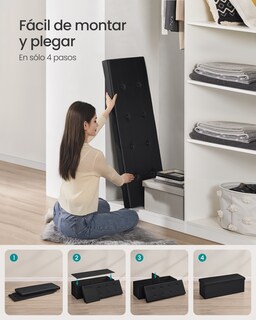 Foto 6 | Foto 6 | Puff de Almacenamiento SongmicsHome Plegable con Acolchado Capacidad 300 kg