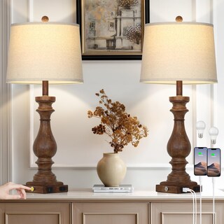 Foto 1 | Foto 1 | Lámpara Cinkeda 29'' Vintage Estilo Granja Con Puertos Usb Y Toma Ac Juego De 2 - Venta Internacional.