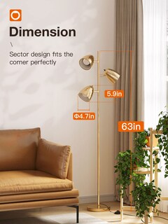 Foto 5 | Foto 5 | Lámpara De Pie Addlon Tree 3 Luces Led Ajustables Latón Dorado - Venta Internacional.