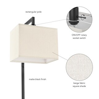 Foto 7 | Foto 7 | Lámpara De Pie Globe Con Pantalla Cuadrada Negra Mate De 152 Cm - Venta Internacional.