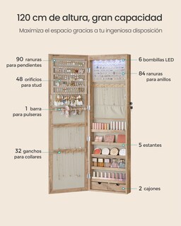 Foto 5 | Foto 5 | Clóset de Joyería con Espejo de 6 Ledes