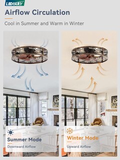 Foto 4 | Foto 4 | Ventilador De Techo Lediary De 23 Pulgadas Con Control Remoto Empotrado Para Aplicación Negro Y Dorado - Venta Internacional.