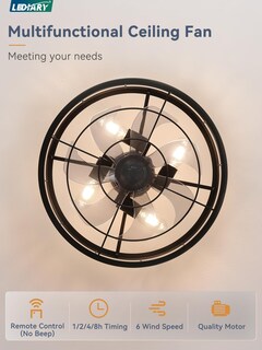 Foto 4 | Foto 4 | Ventilador De Techo Lediary Control Remoto Sin Aspas 18 Pulgadas Con Jaula Negra - Venta Internacional.