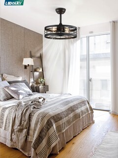 Foto 7 | Foto 7 | Ventilador De Techo Lediary Control Remoto Sin Aspas 18 Pulgadas Con Jaula Negra - Venta Internacional.