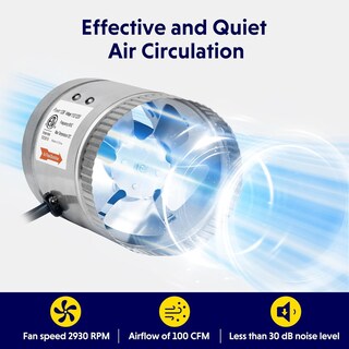 Foto 3 | Foto 3 | Ventilador En Línea Simple Deluxe De 4 Pulgadas 100 Cfm Bajo Nivel De Ruido 110 V - Venta Internacional.