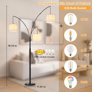 Foto 6 | Foto 6 | Lámpara De Pie Dinglilighting Arco De 3 Luces 200 Cm Color Negro Regulable - Venta Internacional.