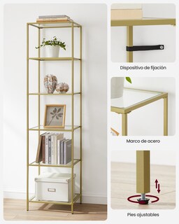 Foto 6 | Foto 6 | Estantería de Cristal SongmicsHome 6 Niveles Cristal Templado