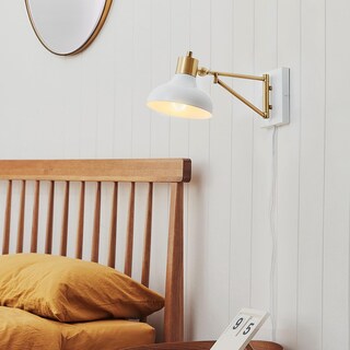 Foto 2 | Foto 2 | Lámpara De Pared Globe 51344 De Latón Blanco Con Brazo Oscilante Enchufable - Venta Internacional.