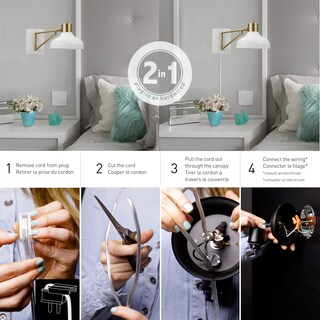 Foto 5 | Foto 5 | Lámpara De Pared Globe 51344 De Latón Blanco Con Brazo Oscilante Enchufable - Venta Internacional.