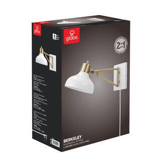 Foto 6 | Foto 6 | Lámpara De Pared Globe 51344 De Latón Blanco Con Brazo Oscilante Enchufable - Venta Internacional.
