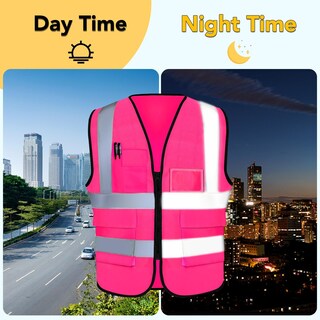 Foto 4 | Foto 4 | Chaleco De Seguridad Xpcare Rosa Reflectante Con Bolsillos Tamaño Grande Paquete De 2 - Venta Internacional.