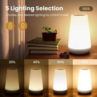 Foto 3 | Foto 3 | Lámpara Thausdas Luz Nocturna Táctil Con 5 Niveles De Brillo Y 13 Colores - Venta Internacional.