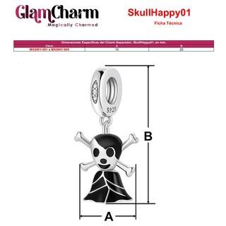 Foto 5 | Foto 5 | Charm Calavera Negra Mxswy-002 2piezas Plata S925 Chapa Multicolor