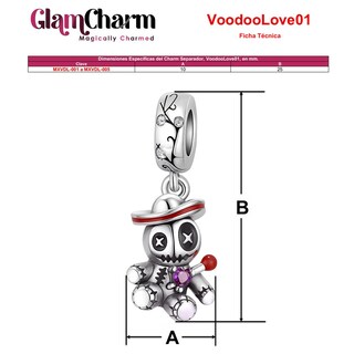 Foto 5 | Foto 5 | Charm Vudú Con Sombrero Mxvdl-002 2piezas Plata S925 Chapa Multicolor