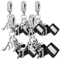 Dije De Esqueleto Con Nota Musical Mxcxx-005 5piezas Plata S925 Chapa Multicolor