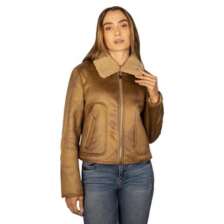 Foto 1 | Foto 1 | Chamarra De Gamuza Para Mujer Con Cuello De Peluche Greenlander Beige
