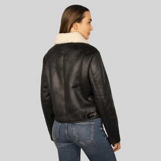 Foto 7 | Foto 7 | Chamarra De Gamuza Para Mujer Con Cuello De Peluche Greenlander Negro