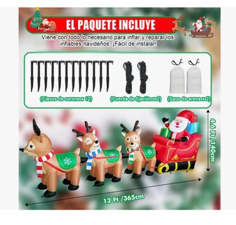 Foto 3 | Foto 3 | Inflable Navideño Papá Noel Trineo de Renos con Luz