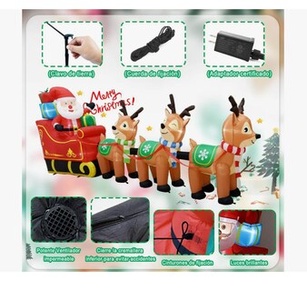 Foto 4 | Foto 4 | Inflable Navideño Papá Noel Trineo de Renos con Luz