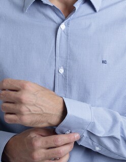 Foto 3 | Foto 3 | Camisa Hombre Kenneth Cole Kcoi25cams35 Microcuadro Slim Fit Azul Algodón