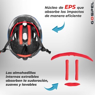 Foto 5 | Foto 5 | Casco Para Bicicleta Gospel Con Luz Talla S Sl712 Color Azul